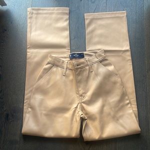 HOLLISTER camel faux leather pants 23 beige long
